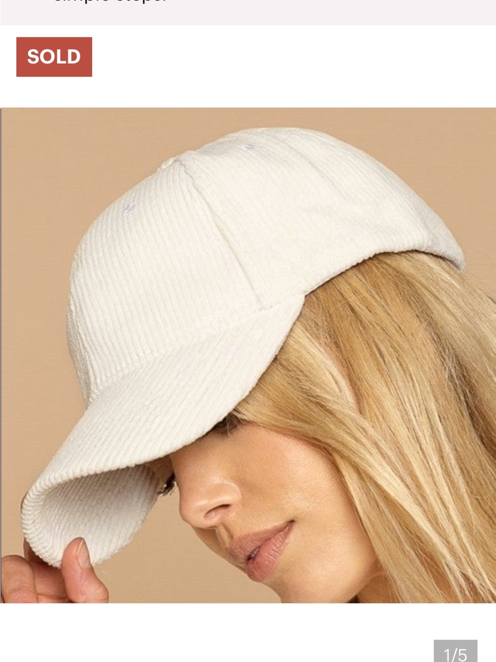 POL Cream Corduroy Baseball Cap